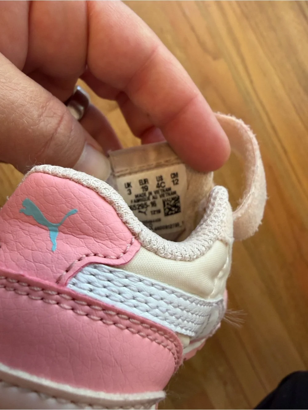 Puma Kids Pink and Cream Velcro Athletic Sneaker